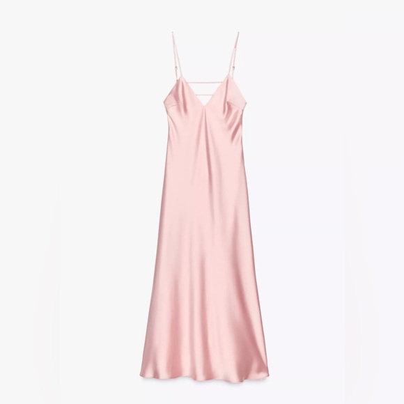 🔥🔥Zara Pink Satin midi Dress - Picture 5 of 6
